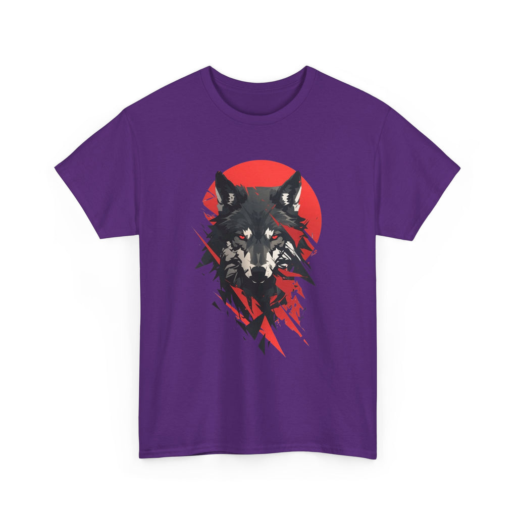 Wolf Graphic Tee — Red Sun Tribal Wolf Illustration T‑Shirt