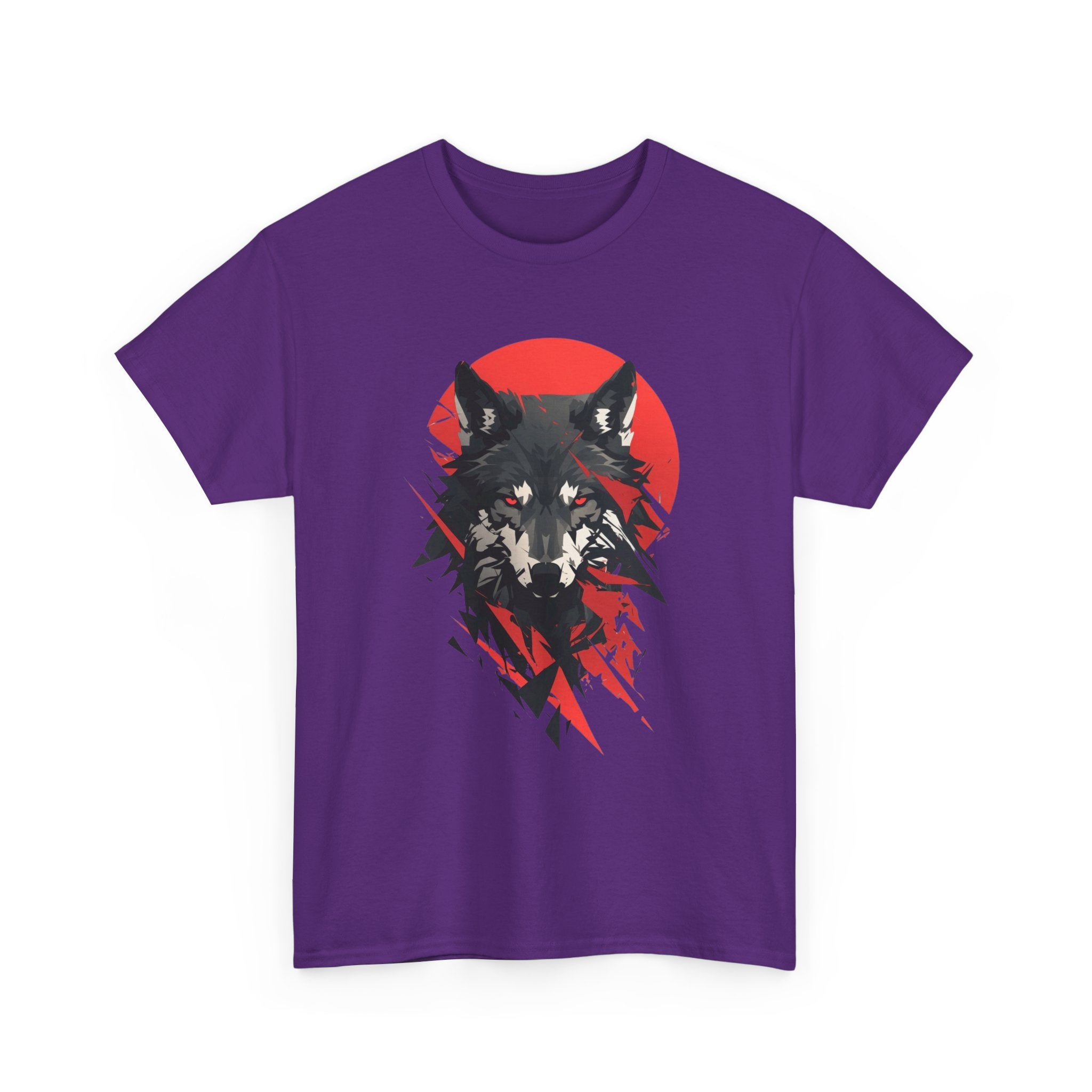 Wolf Graphic Tee — Red Sun Tribal Wolf Illustration T‑Shirt