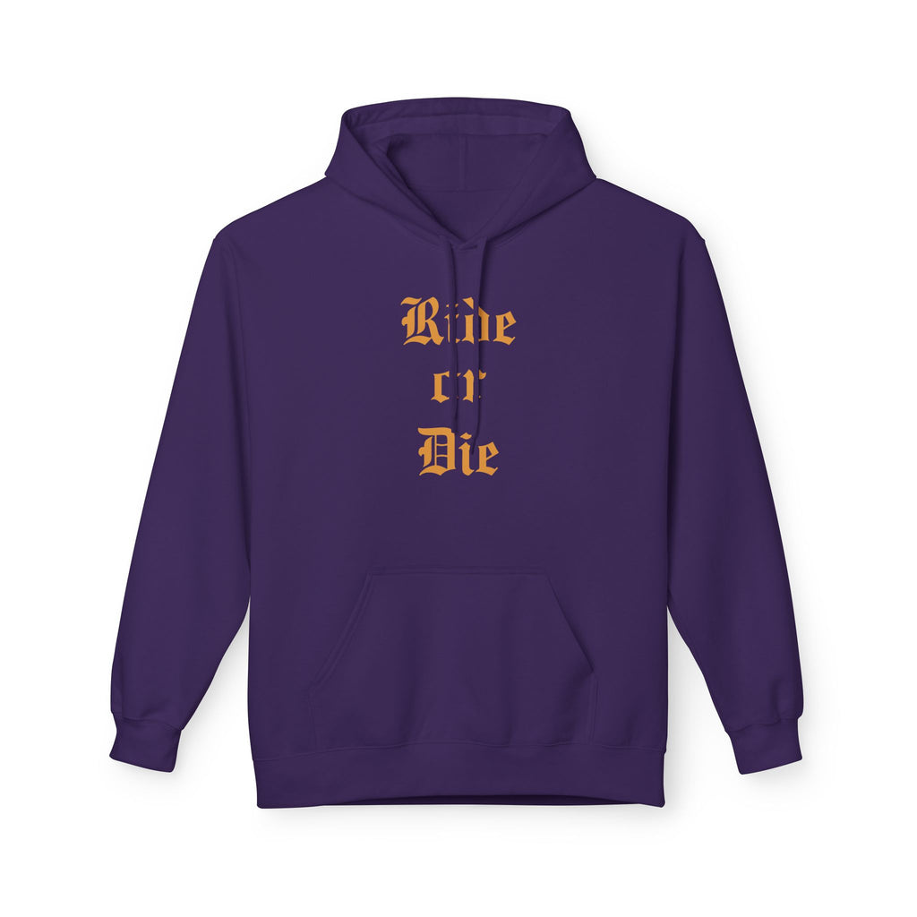 Ride or Die Hoodie — Gothic Lettering Black Pullover for Riders & Streetwear