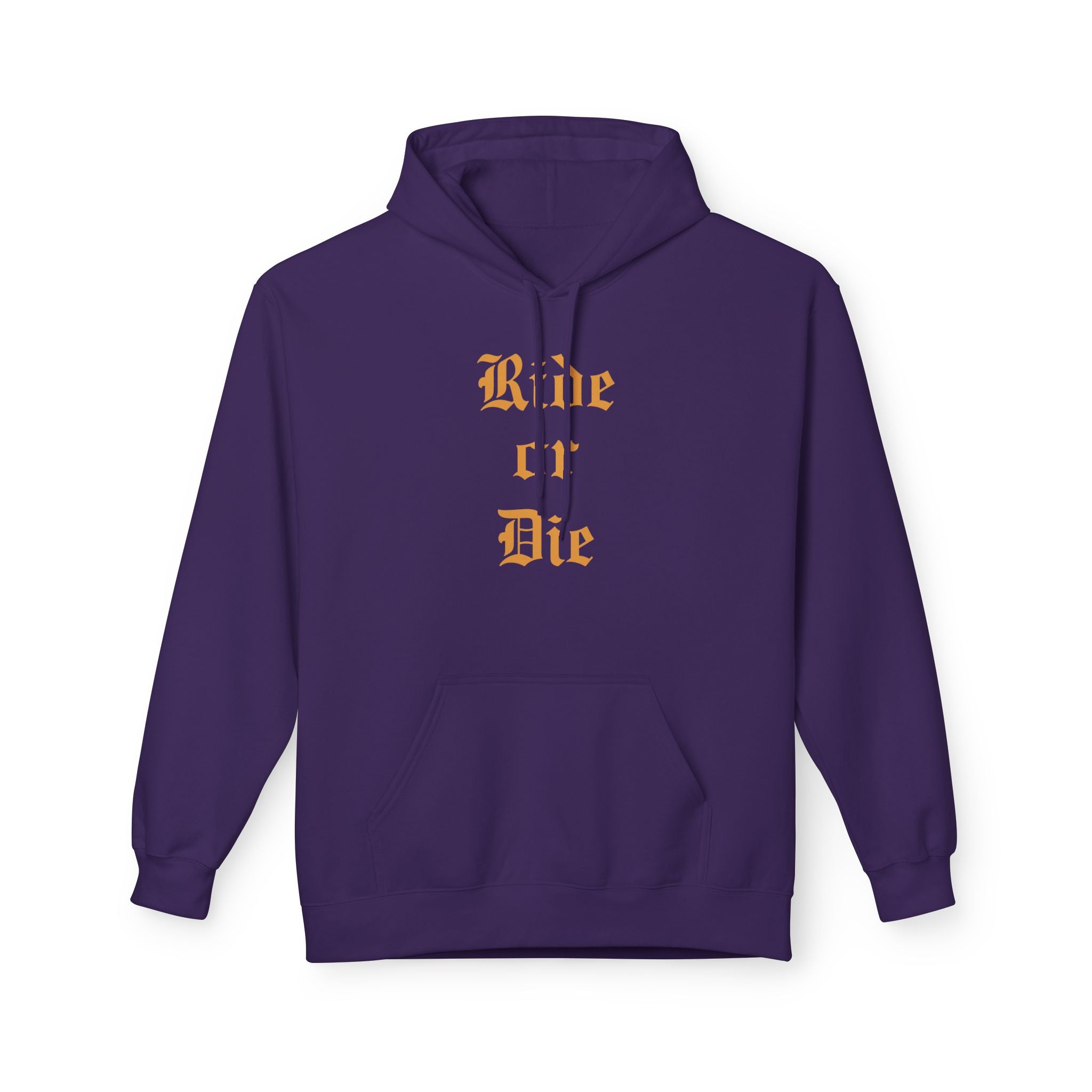 Ride or Die Hoodie — Gothic Lettering Black Pullover for Riders & Streetwear