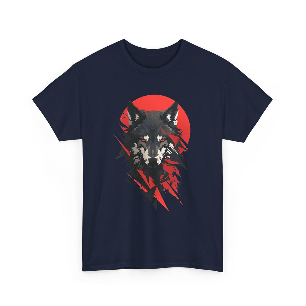 Wolf Graphic Tee — Red Sun Tribal Wolf Illustration T‑Shirt