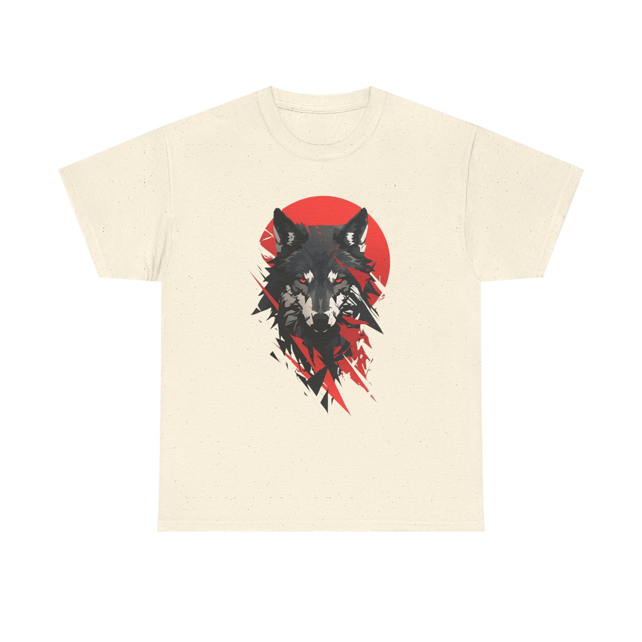 Wolf Graphic Tee — Red Sun Tribal Wolf Illustration T‑Shirt