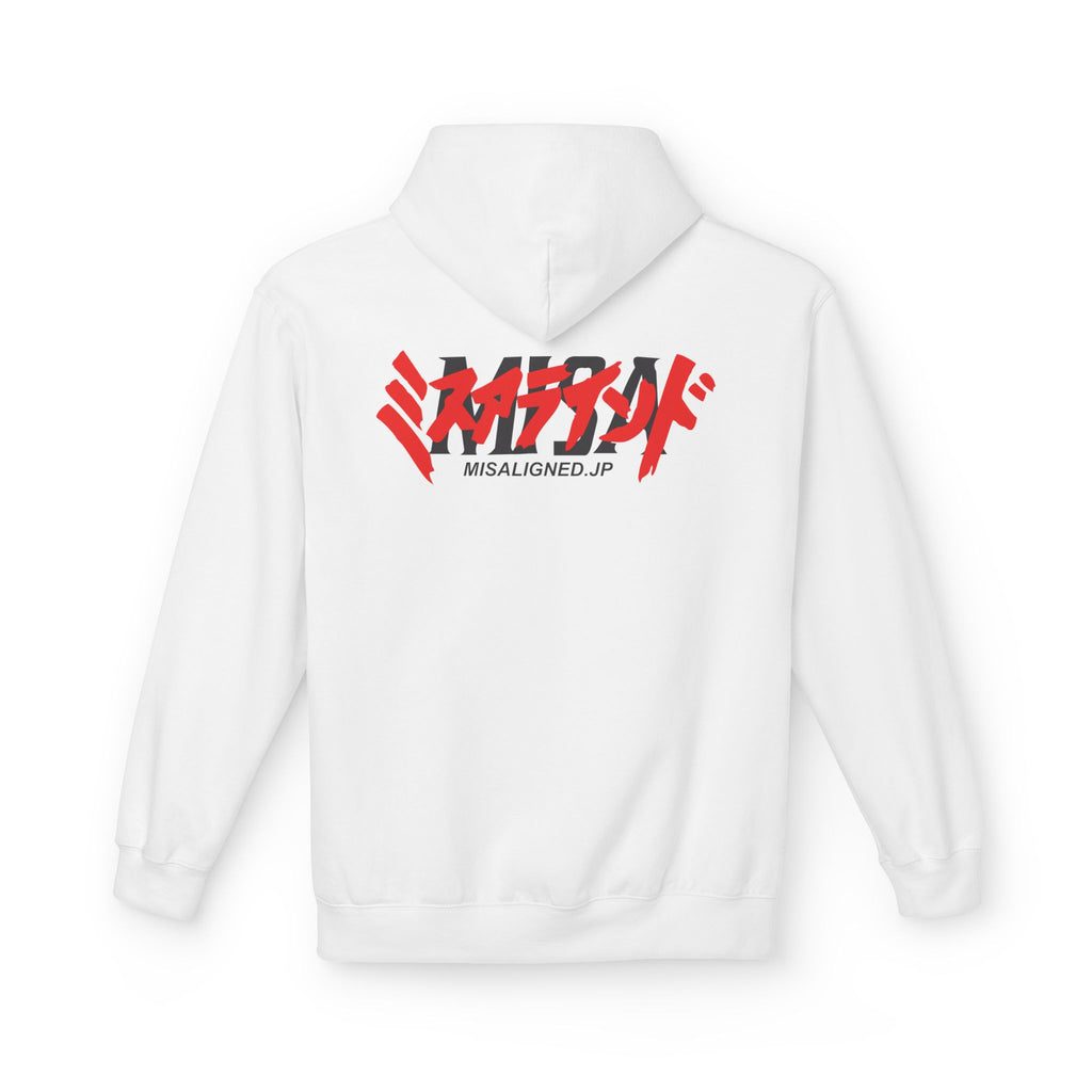MISALIGNED Graphic Hoodie — Japanese-Style Red Slash Logo Hoodie