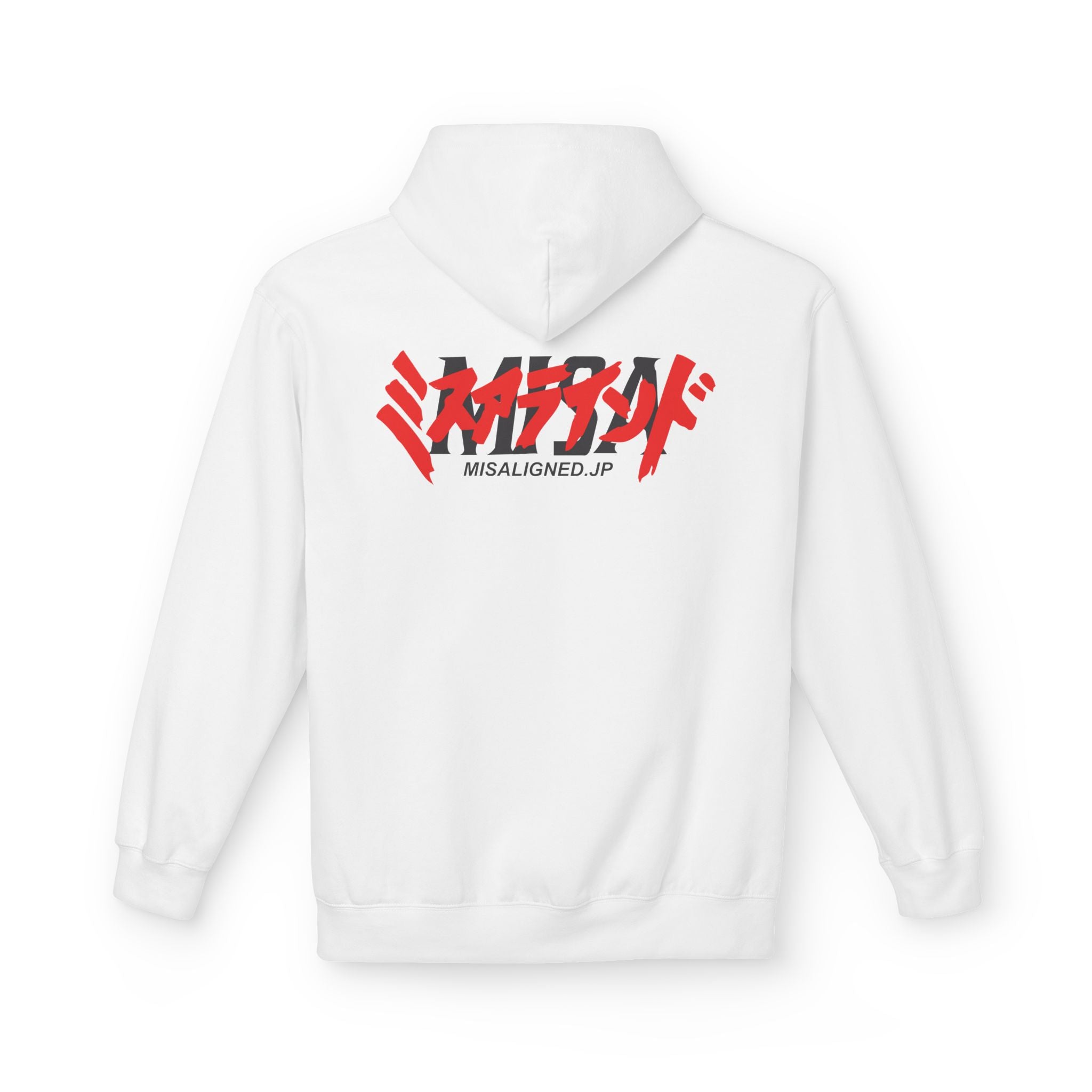 MISALIGNED Graphic Hoodie — Japanese-Style Red Slash Logo Hoodie