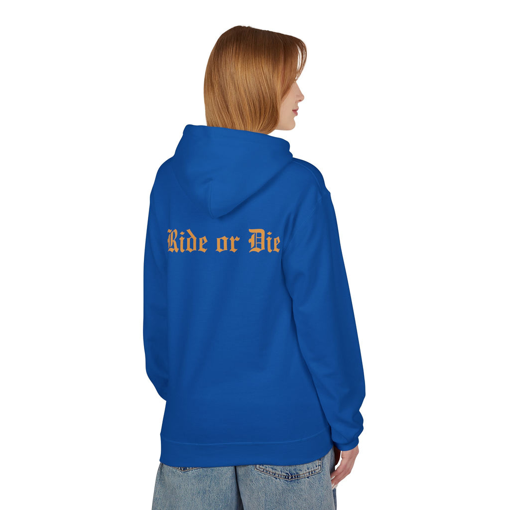 Ride or Die Hoodie — Gothic Lettering Black Pullover for Riders & Streetwear