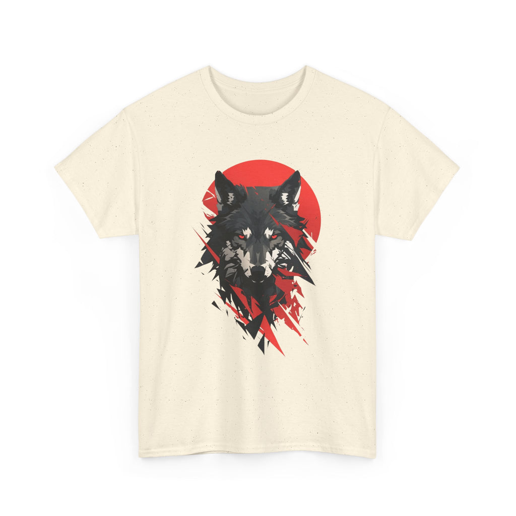 Wolf Graphic Tee — Red Sun Tribal Wolf Illustration T‑Shirt