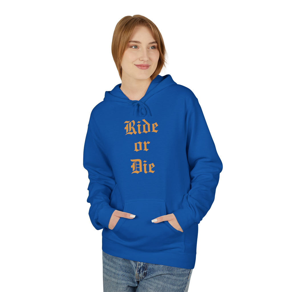 Ride or Die Hoodie — Gothic Lettering Black Pullover for Riders & Streetwear