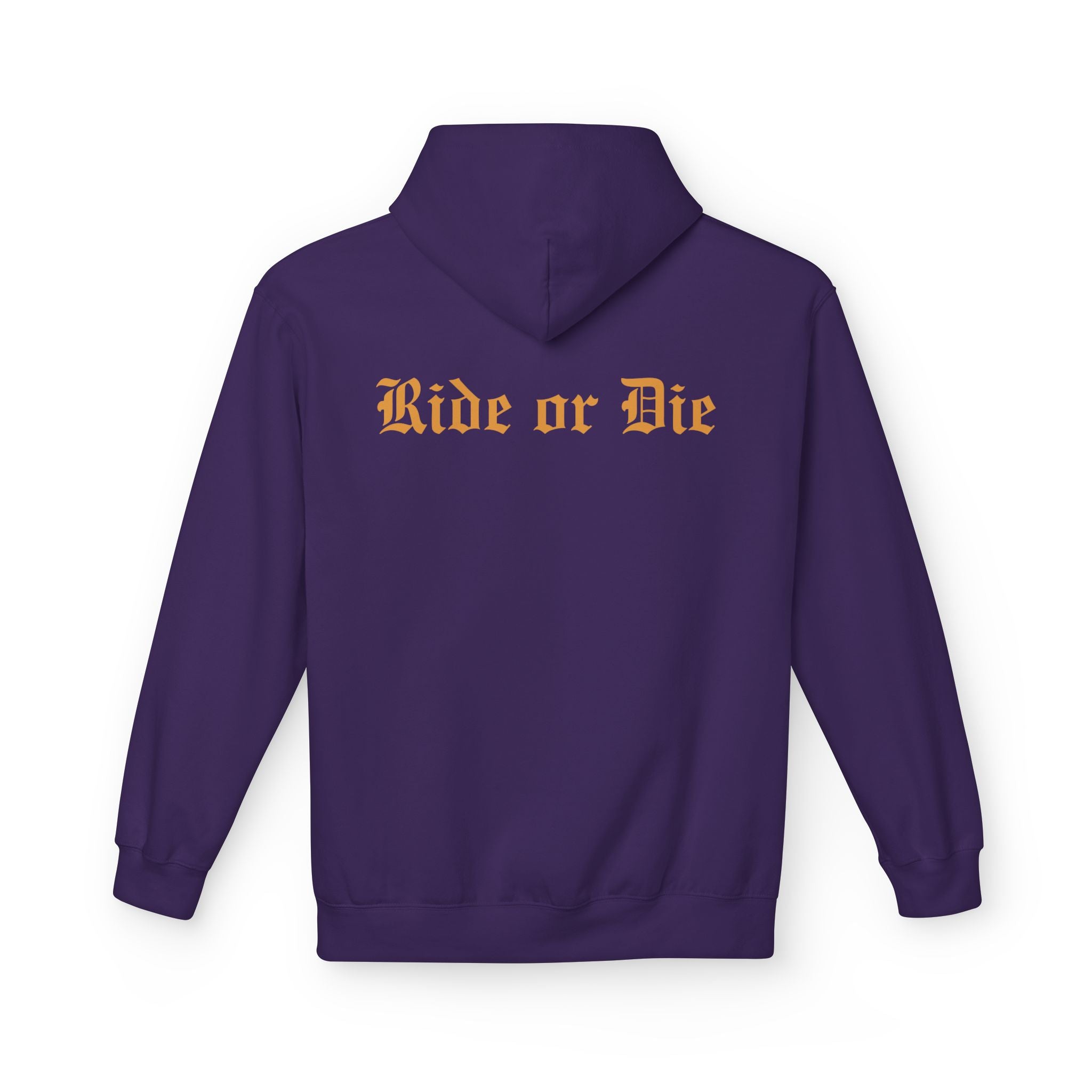 Ride or Die Hoodie — Gothic Lettering Black Pullover for Riders & Streetwear