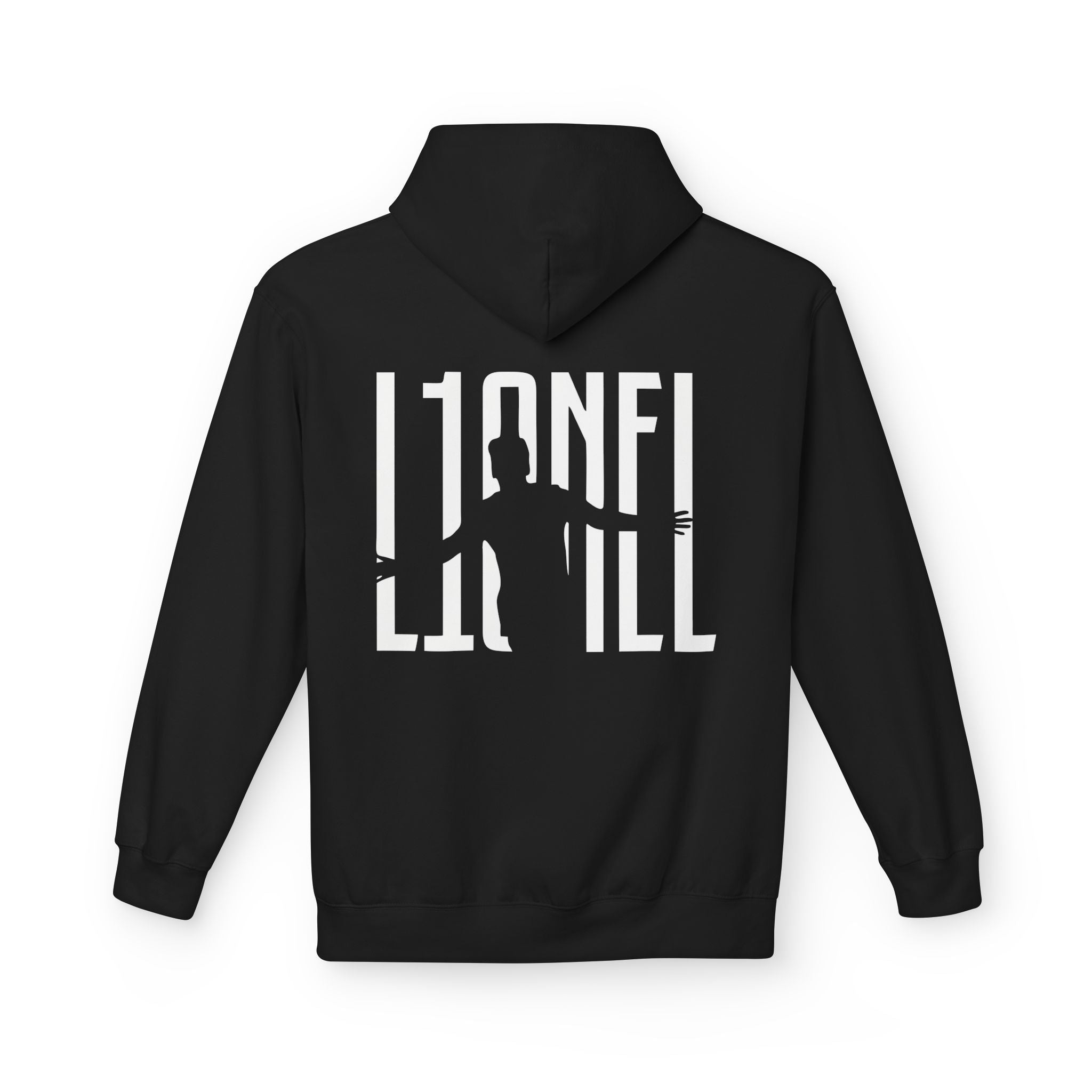 Lionel Silhouette Hoodie — Black Graphic Music Artist Tribute Pullover