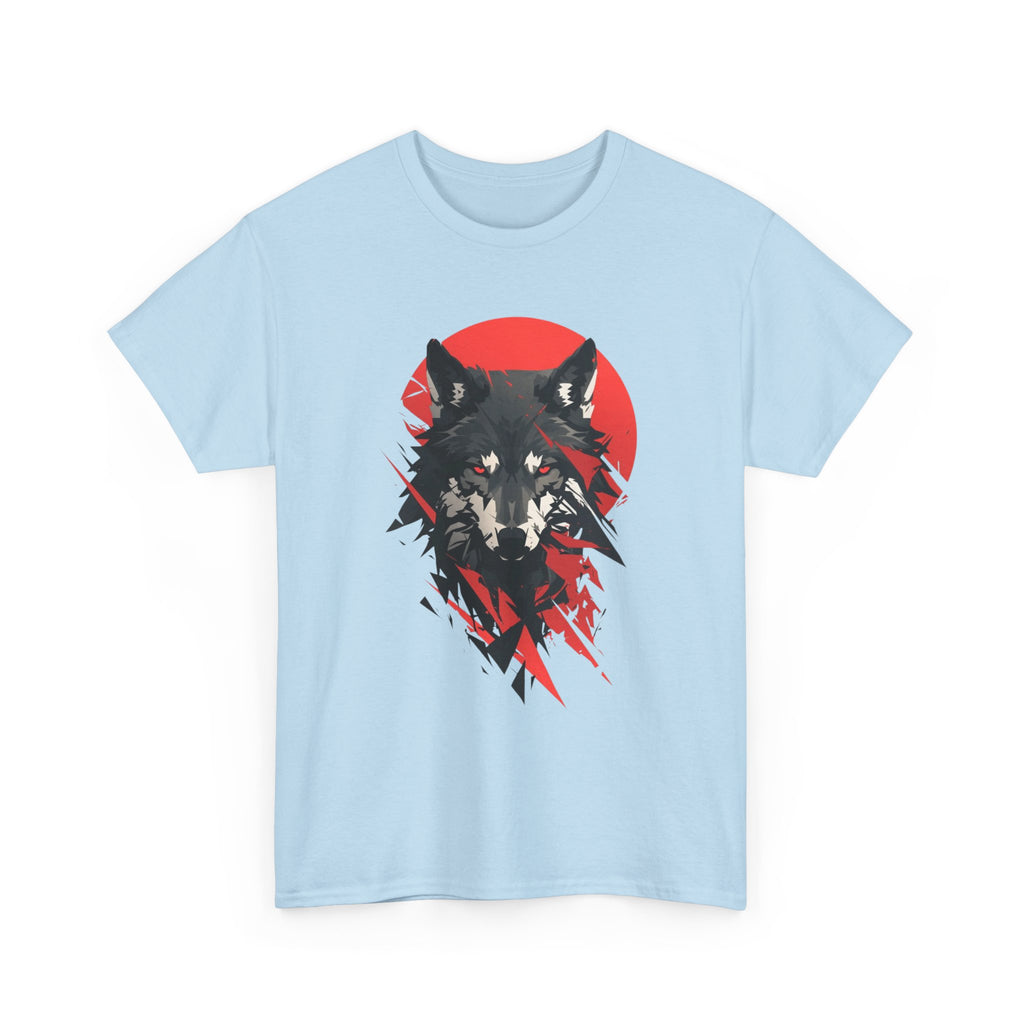 Wolf Graphic Tee — Red Sun Tribal Wolf Illustration T‑Shirt