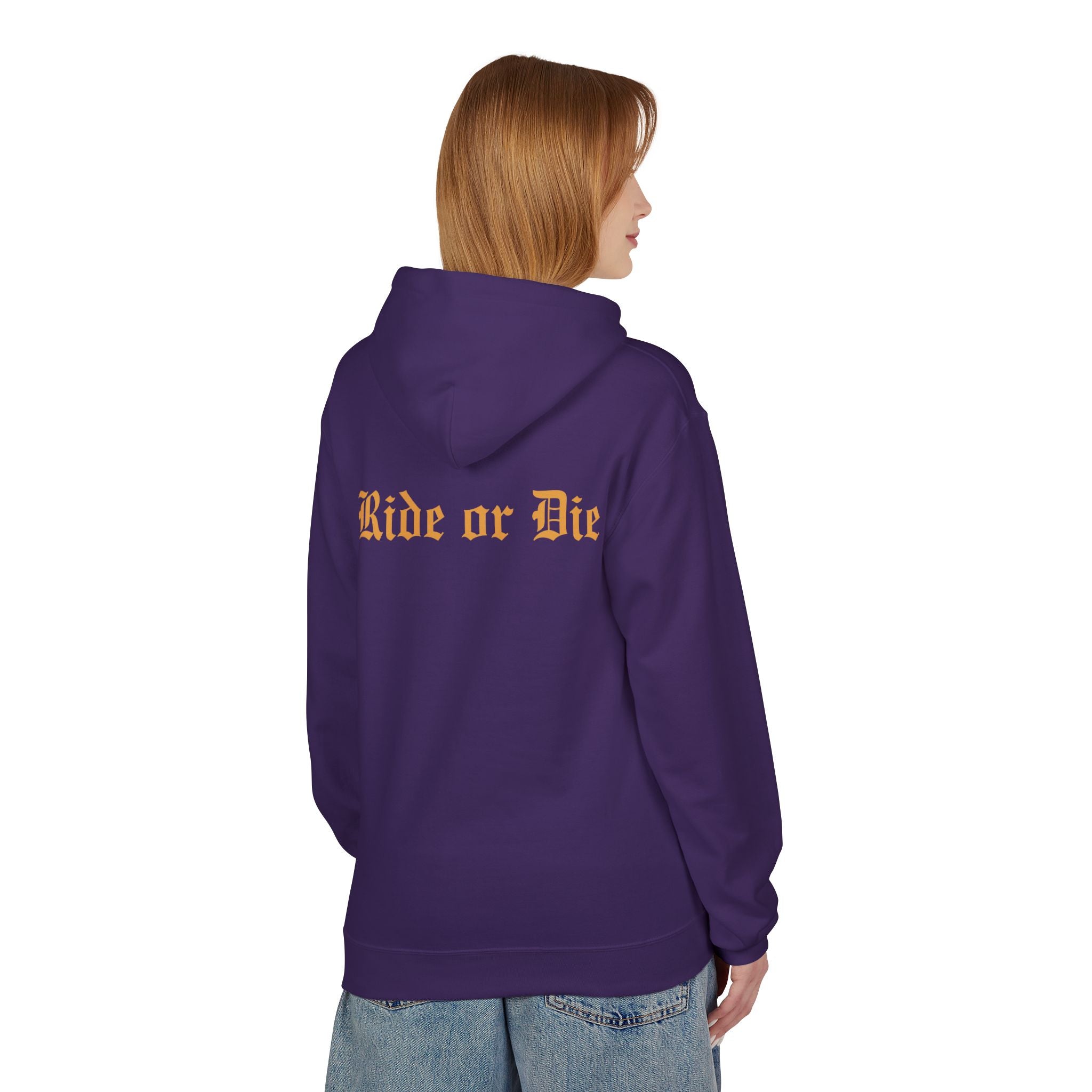 Ride or Die Hoodie — Gothic Lettering Black Pullover for Riders & Streetwear