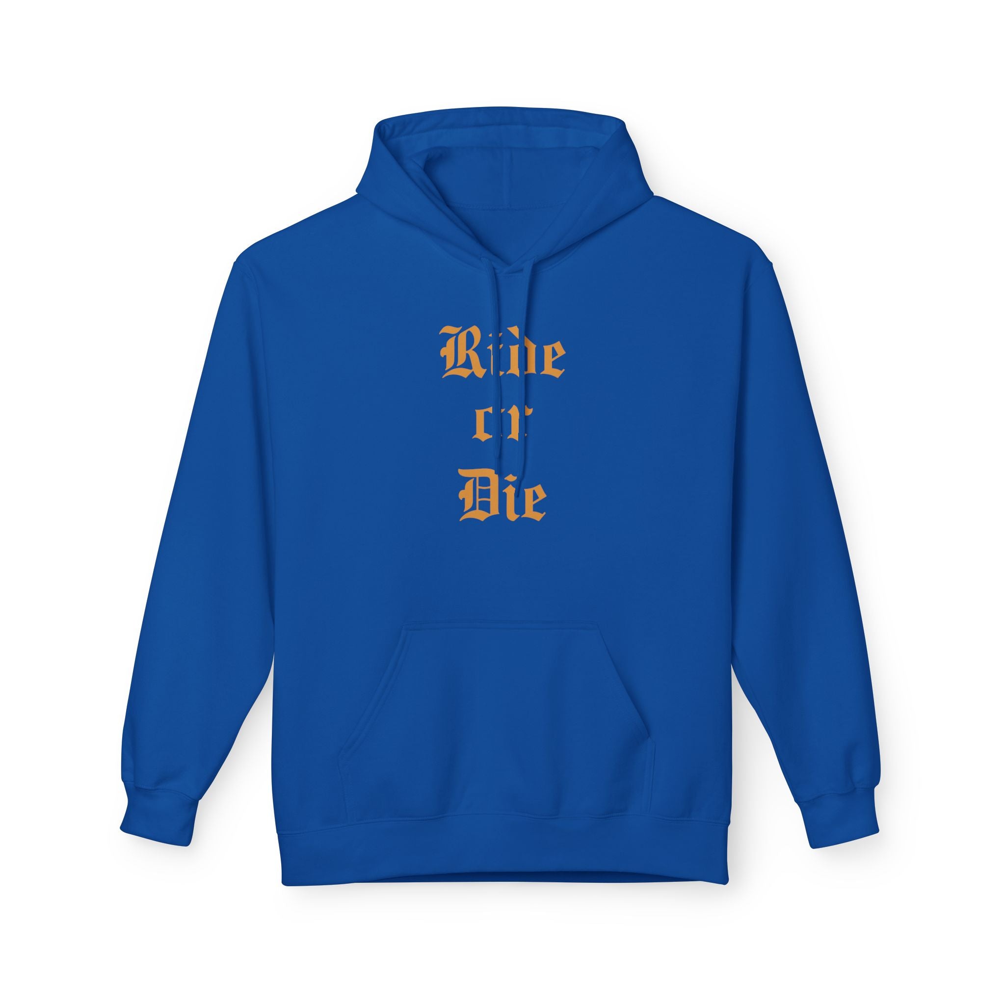 Ride or Die Hoodie — Gothic Lettering Black Pullover for Riders & Streetwear