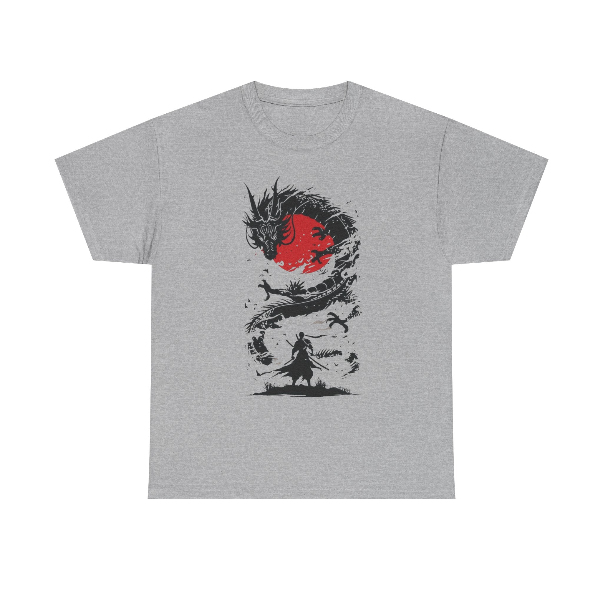 Samurai Dragon Tee — Red Sun Japanese Warrior Graphic T‑Shirt