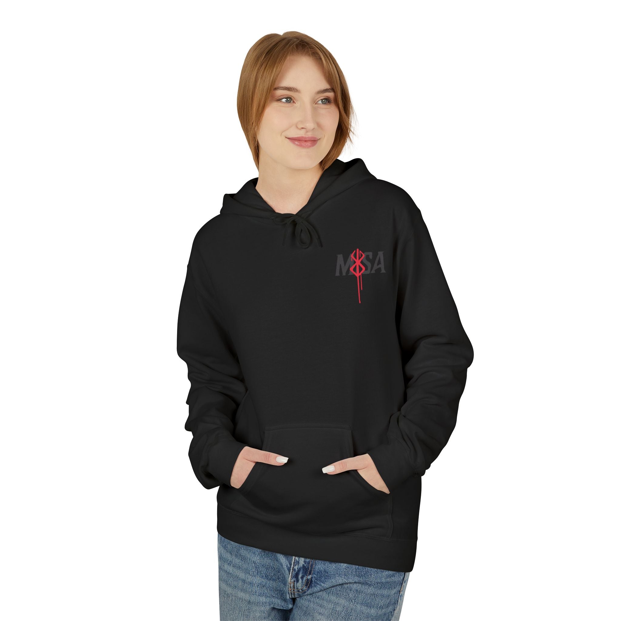 MISALIGNED Graphic Hoodie — Japanese-Style Red Slash Logo Hoodie