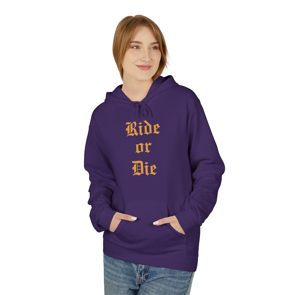 Ride or Die Hoodie — Gothic Lettering Black Pullover for Riders & Streetwear