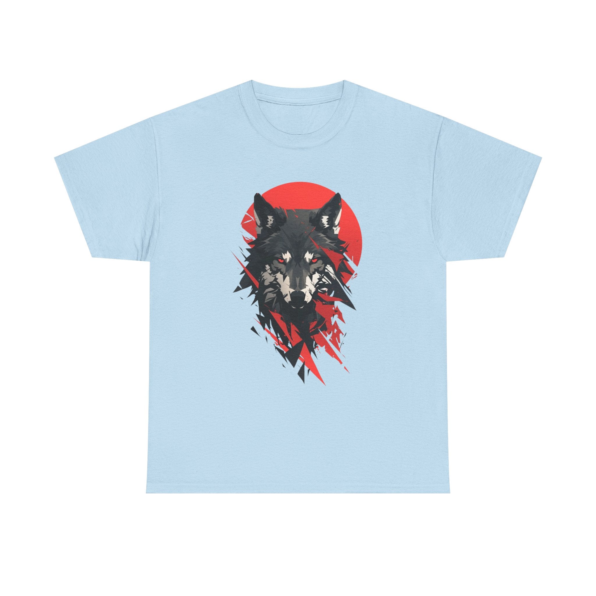 Wolf Graphic Tee — Red Sun Tribal Wolf Illustration T‑Shirt