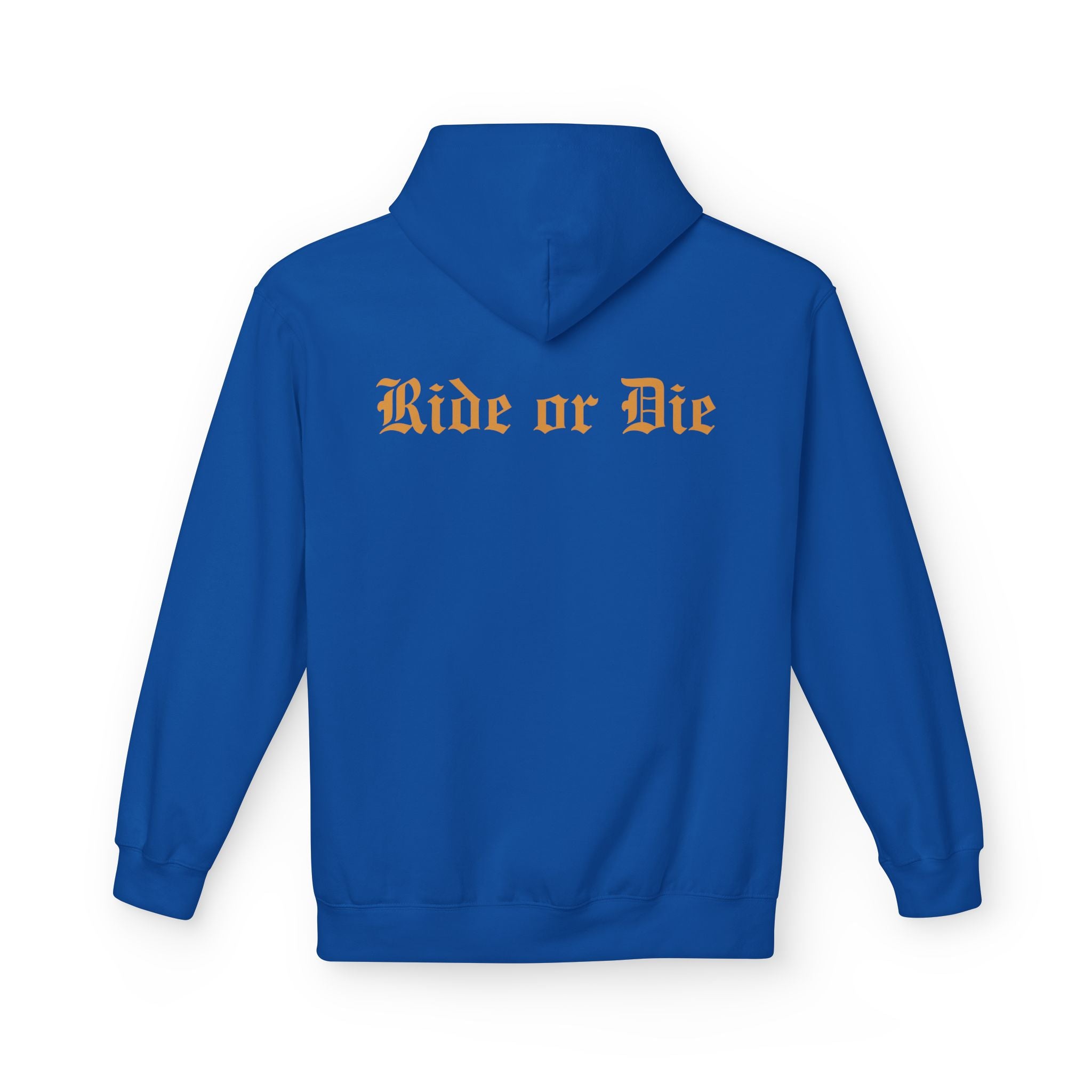 Ride or Die Hoodie — Gothic Lettering Black Pullover for Riders & Streetwear